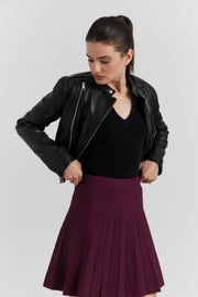 JUPE MAILLE PLISSEE ZYA BORDEAUX